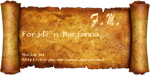 Forján Marianna névjegykártya