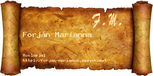 Forján Marianna névjegykártya